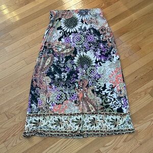 ECI Floral Paisley Maxi Skirt - Black, Purple, Orange